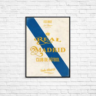 Real Madrid Fc A3 Picture Art Poster Retro Vintage Style Print Ronaldo Beckham