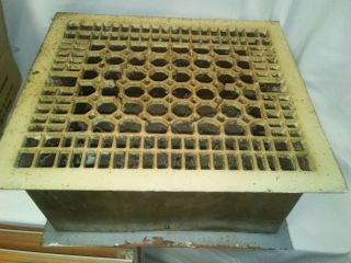 Rare Vintage Floor & Ceiling Antique Cast Iron Square Heating Grates & Duct Box