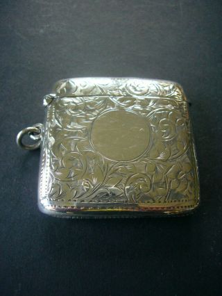 Antique Sterling Silver Vesta Match Safe Case S B & S Birmingham 1906 34g