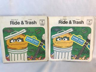 Vintage Sesame Street Ride & Trash Book & Record Orange Oscar The Grouch 1970
