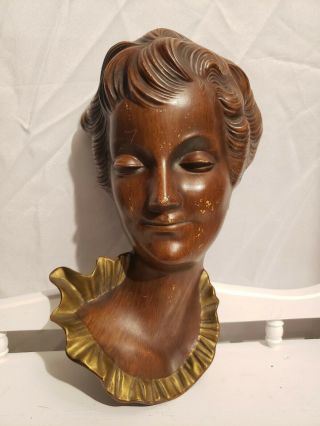 Vintage W Goebel Lady Cameo Head Mask Wall Hanging Decor Brown 1957 Mri 624