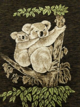 Vintage Biederlack Blanket Throw Koala Bear And Cub Warm Fleece Usa Reversible