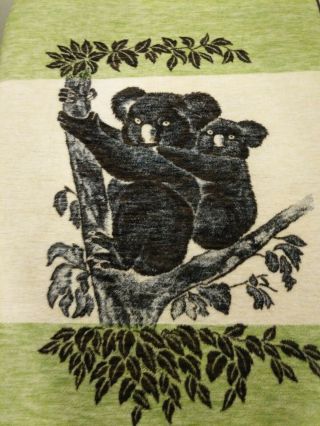 Vintage BIEDERLACK Blanket Throw KOALA BEAR and Cub Warm Fleece USA Reversible 2