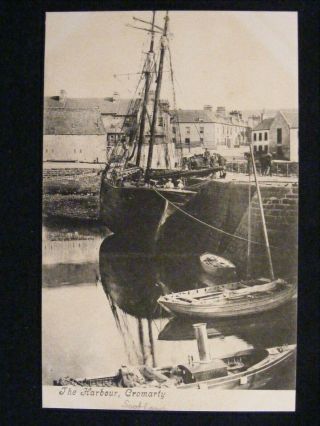 Vintage The Harbour Cromarty Postcard Fishing Boat Sailship Steamer Etc