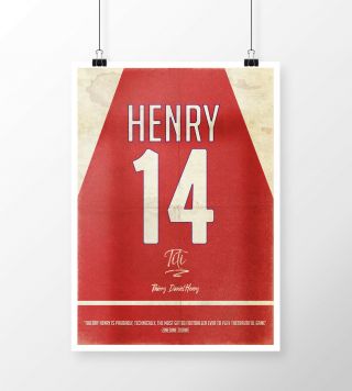 Thierry Henry Invincible A3 Art Poster Retro Vintage Style Print Highbury Gunner