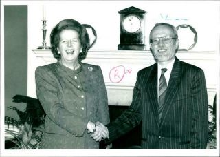 Vintage Photograph Of Lothar De Maiziere And Margaret Thatcher