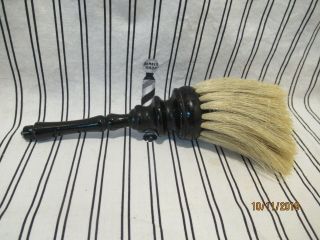 Vintage Barber Shop Horse Hair Turned Black Wood Handle Hair Duster