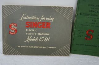 Vintage Singer Model 15 - 91 Sewing Machine Instruction Manuals 2 Manuals