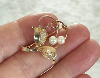 Vintage Stamped Jewellery Real Pearl Gold Vermeil On Silver Brooch Pin