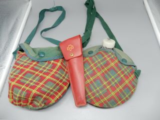 Vintage Girl Scouts Camping Gear Canteen,  Mess Kit And Utensils