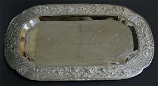 Rare Fine Antique Marked Engraved Chinese Export Solid Silver Tray