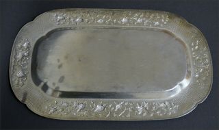 RARE FINE ANTIQUE MARKED ENGRAVED CHINESE EXPORT SOLID SILVER TRAY 2