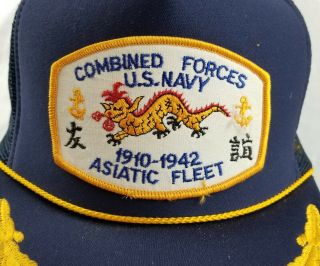 Vintage Combined Forces U.  S.  NAVY USN asiatic Fleet 1910 - 1942 trucker hat 2