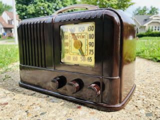 Antique Old Mid Century Swirl Bakelite 1946 Arvin 664 Art Deco Vintage Radio