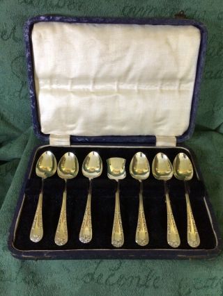 Boxed Set Of Six Vintage Epns Teaspoons And One Sugar Spoon