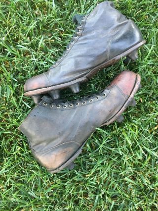 Antique Rare 1920’s Ag Spalding Shank Spike All Leather Vintage Football Cleats