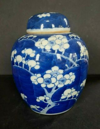 Antique Chinese Blue And White Prunus Vase Double Circle Mark