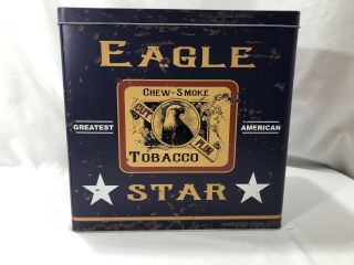 Eagle Star Tobacco Large Tin Patriotic American Rustic Decor Storage Metal Box