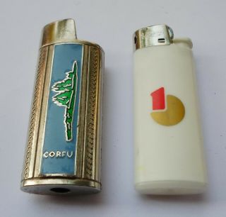 Greece Corfu Kerkyra Island Vintage Metal Lighter Case Holder,  Small Bic