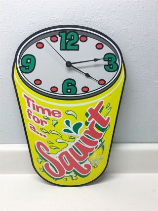 Vintage Squirt Hanging Clock,  Soda Pop Beverage,  Nos
