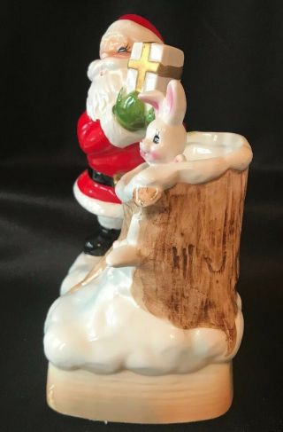 Vintage Josef Originals Christmas Santa Bunny Rabbit Rotates Music Box 3