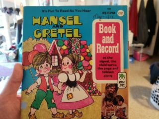 Vintage " Hansel And Gretel " Peter Pan Book & Record No.  1948 7 " 45 Rpm