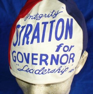 Vintage Campaign Hat Cap Beanie Political William Stratton For Governor Illinois