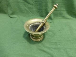 Vintage Solid Brass Large Mortar & Pestle Apothecary Pharmacy Heavy