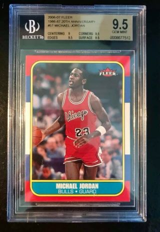 Michael Jordan 06 - 07 Fleer 86 - 87 20th Anniversary Bgs Graded 9.  5 Gem.  Look