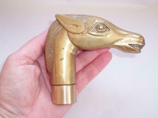 Vintage Solid Brass Stylised Horse Head Walking Stick Handle/top - Equestrian
