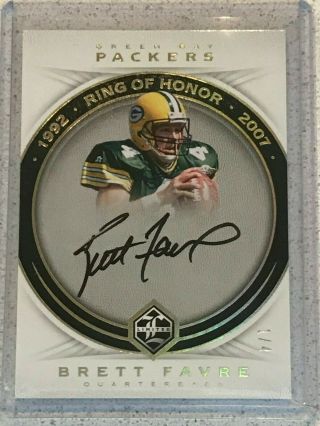 2017 Limited Ring Of Honor 92 - 2007 Brett Favre On Card Auto Packers 1/4 Ebay 1/1