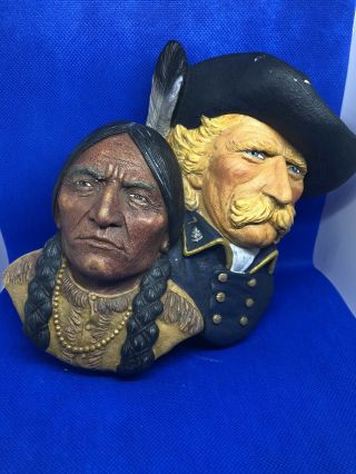 Vintage Bossons Chalkware Heads Sioux Cheif Sitting Bull Col.  George A Custard
