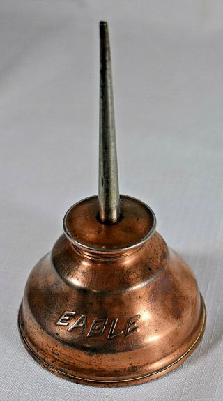 Vintage Eagle Copper Coated Tin Thumb Pump Oiler Made In Usa