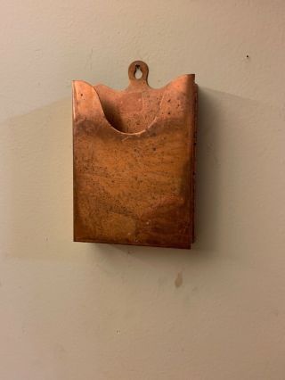 Vintage Solid Copper Wall Mount Letter Holder / Tissue Dispenser W/ Patina