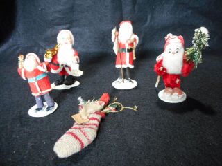 5 Vintage Santa Decorations Made In Japan 1 Ornament Old