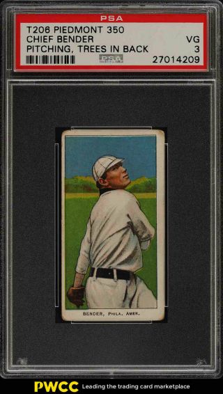 1909 - 11 T206 Chief Bender Pitching Trees In Back Psa 3 Vg (pwcc)