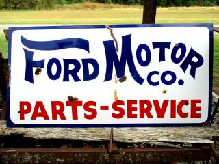 Hand Painted Antique Vintage Old Style Ford Motor Co Parts Service 18 " X36 " Sign