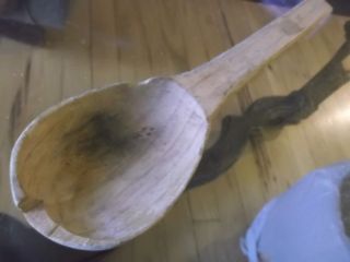 Vintage Primitive Hand Carved Wood Spoon Ladle