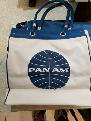 Vintage Pan Am Carryon Overnight Bag White Nwt And Bonus Blue Carry - On