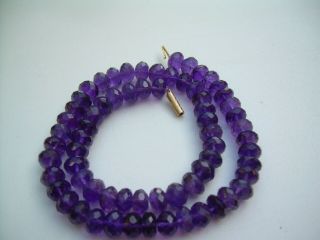 Antique Victorian Natural Deep PurpleAmethyst Bead Necklace Gold Clasp 2