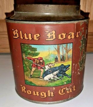 Early Blue Boar Cut Pipe Tobacco Can With Paper Label