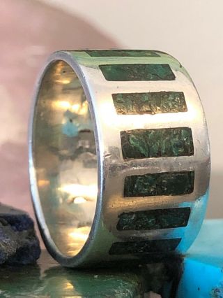 Vintage Native American Turquoise Inlay Sterling Silver Ring 10 G Size 10