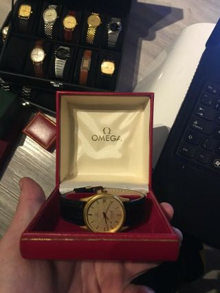 Omega Seamaster Auto - Rare Swiss Vintage 14k Gold Plated Date Wrist Watch
