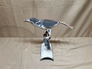 Vintage Raven Bird Metal Sculpture Tin Folk Art Very Unusual
