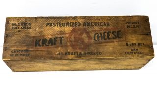 Vintage J.  L.  Kraft & Bros.  & Co.  5 Lb.  Wood Cheese Box Circa 1920