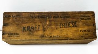 Vintage J.  L.  Kraft & Bros.  & Co.  5 LB.  Wood Cheese Box Circa 1920 2