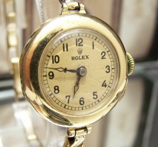 1924 Rolex Antique Vintage Solid 18k Gold Watch & 15k Band Spares/repairs