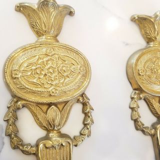 Pair Set of 2 VINTAGE ANTIQUE BRASS Wall Mount Sconce Taper Candle Holder Gold 3