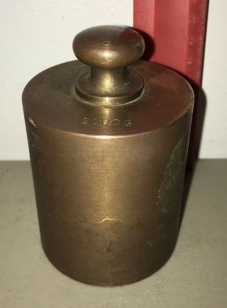Vintage 2000 Gram Brass Laboratory Weight Scientific Instrument