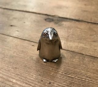 Clive & Clarissa Cooke Solid Silver Penguin Thimble Sculpture Marked London 1985